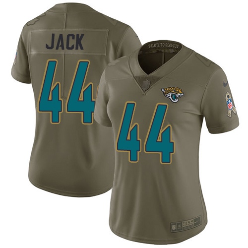 Nike Jacksonville Jaguars #44 Myles Jack Olive Women Stitched NFL Limited 2017 Salute to Service Jersey